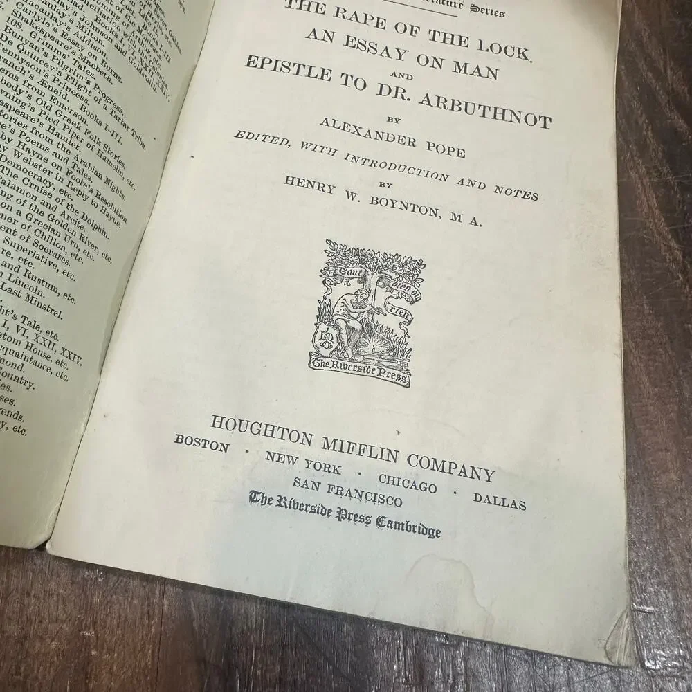 Vintage Rape of Lock 1901 Alexander Pope Riverdale Press Literature Series 147
